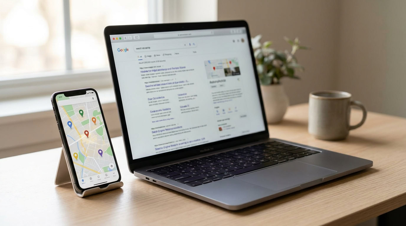 検索とGoogleマップからの集客のイメージ