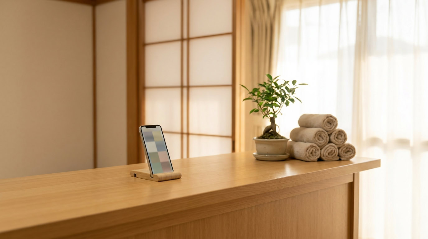 スマートフォンでWeb予約の空き状況を確認できるサロンの受付